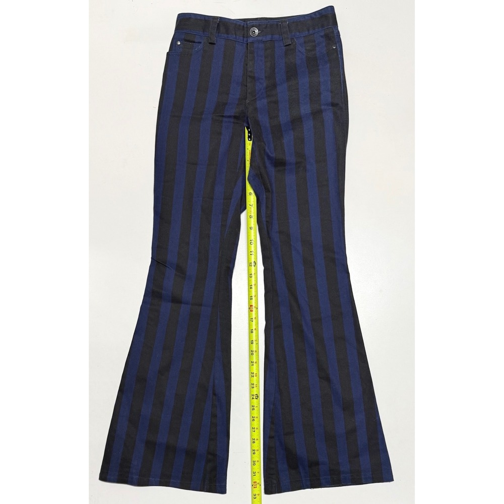 Alice + Olivia Navy Black Striped Flare Pants R210-118-849 Stretch Trousers
